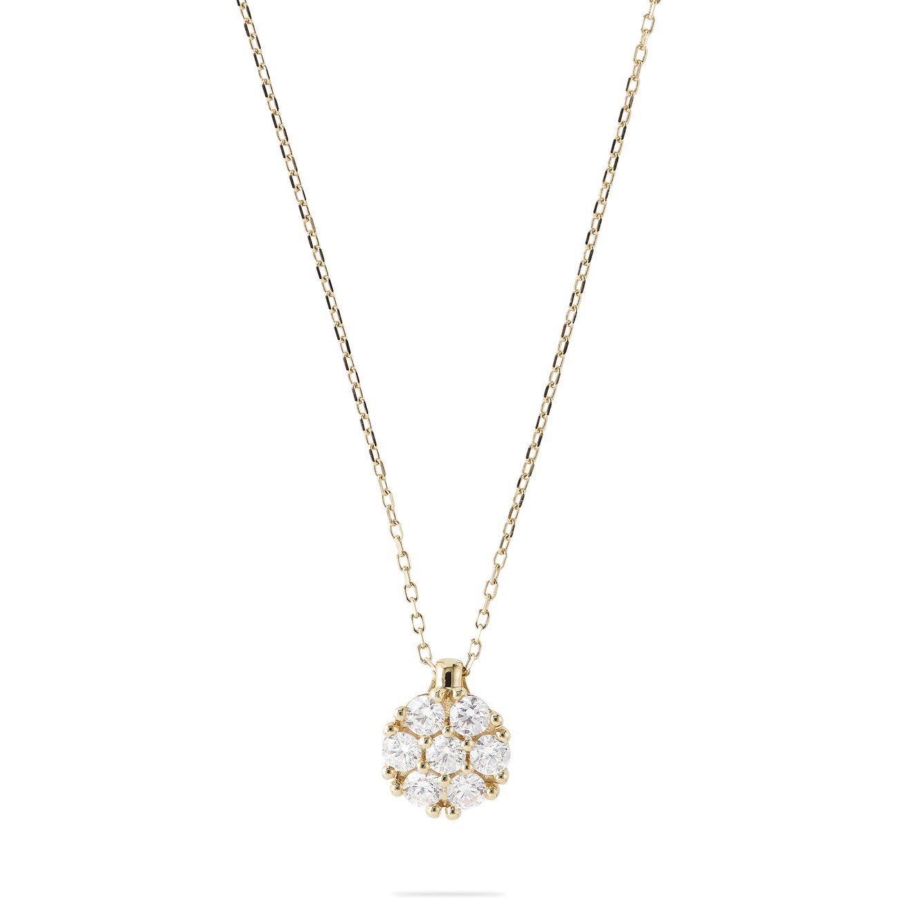 CHRIST Halsschmuck Goldkette aus 585 Gelbgold mit einem runden Diamanten-Anhänger.