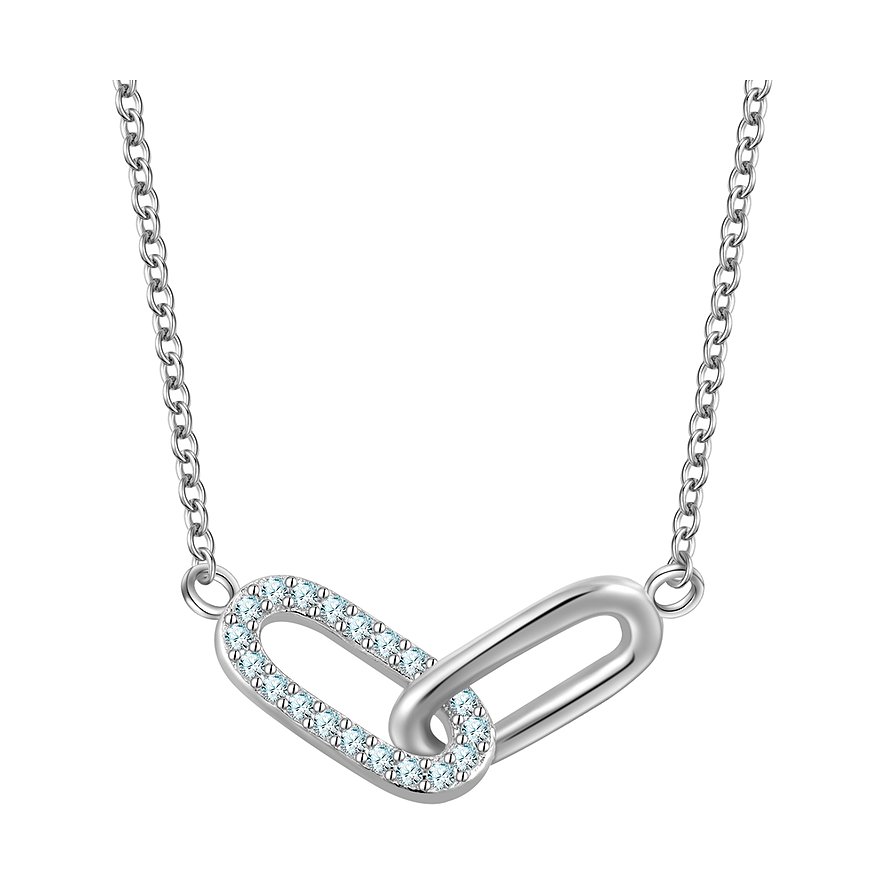 Collana Glanzstücke München in argento 925 con due maglie interconnesse, una delle quali è adornata di zirconia.