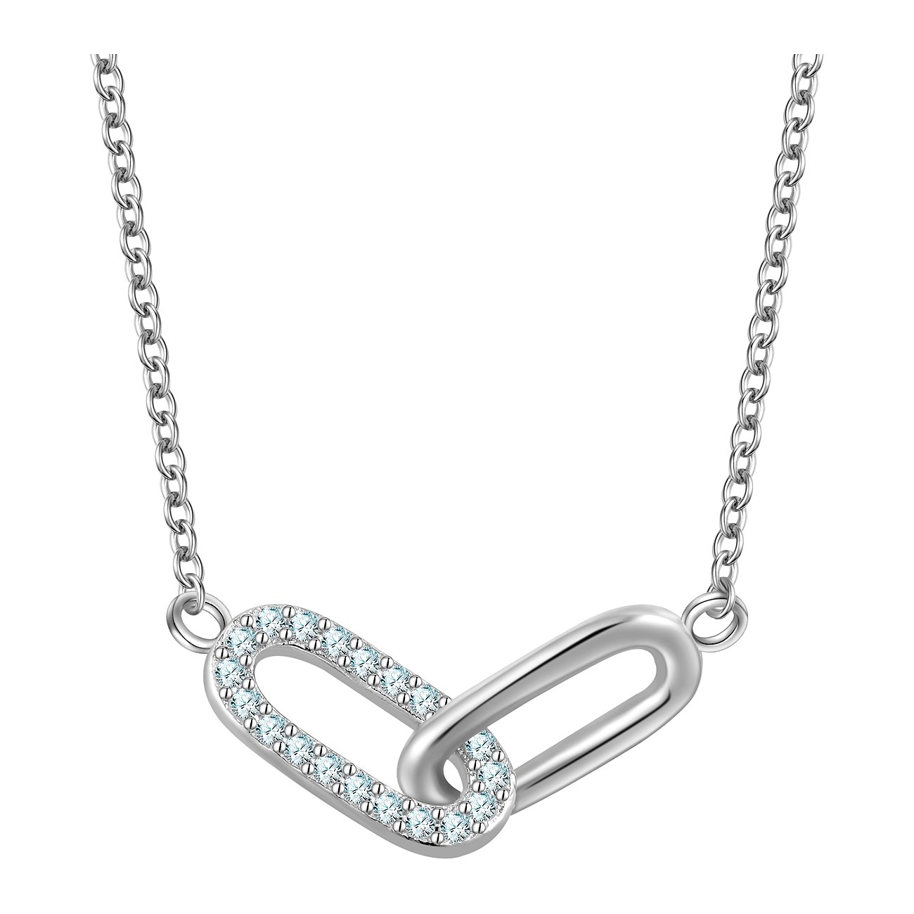 Collana Glanzstücke München in argento 925 con due maglie interconnesse, una delle quali è adornata di zirconia.