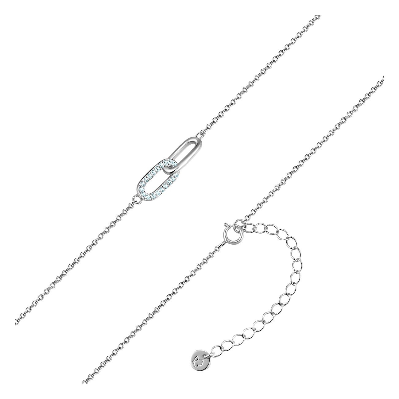 Collana Glanzstücke München in argento 925 con maglia e allunga tempestata di zirconi.