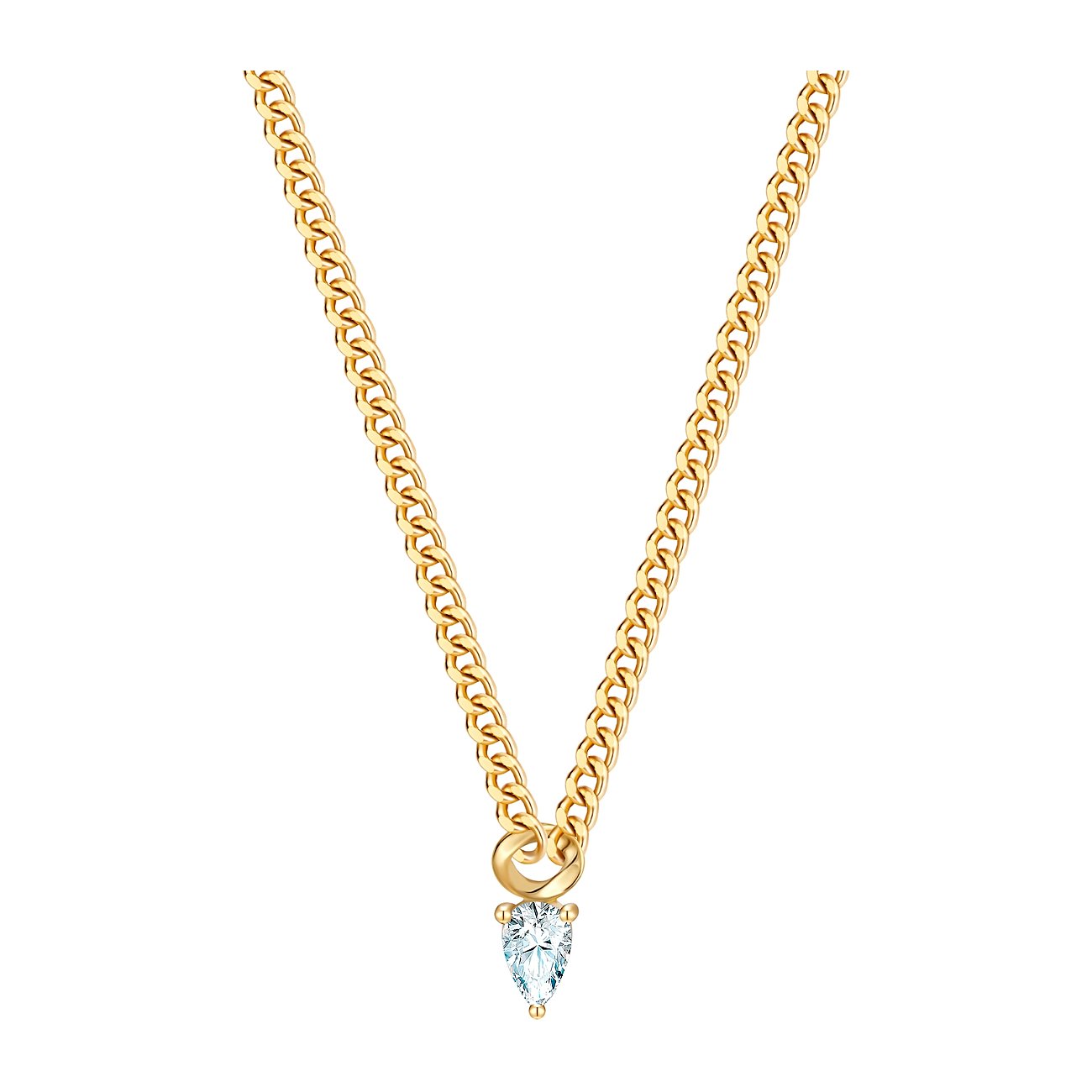 Collana Glanzstücke München in argento 925 placcato oro con zircone a goccia in montatura a griffe.