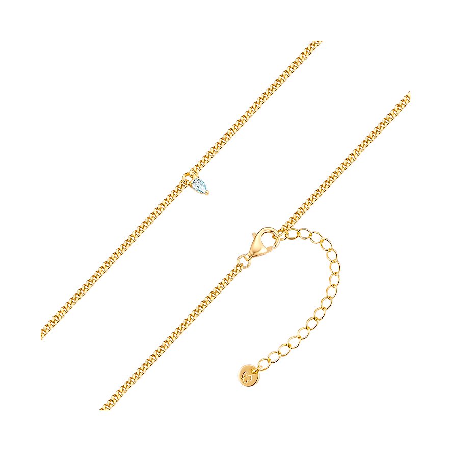 Collana Glanzstücke München in argento 925 placcato oro con pietra blu di zirconia a goccia.