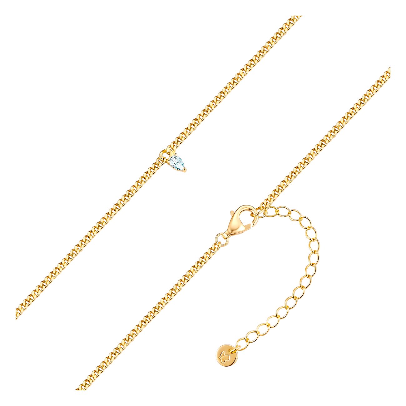 Collana Glanzstücke München in argento 925 placcato oro con pietra blu di zirconia a goccia.