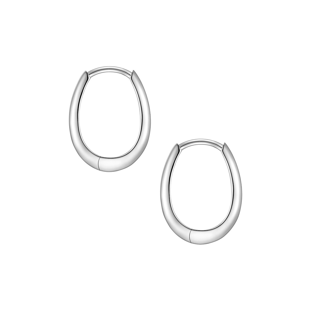 Zwei Glanzstücke München Ohrringe aus 925er Silber in ovaler Hoop-Form, glänzend poliert.