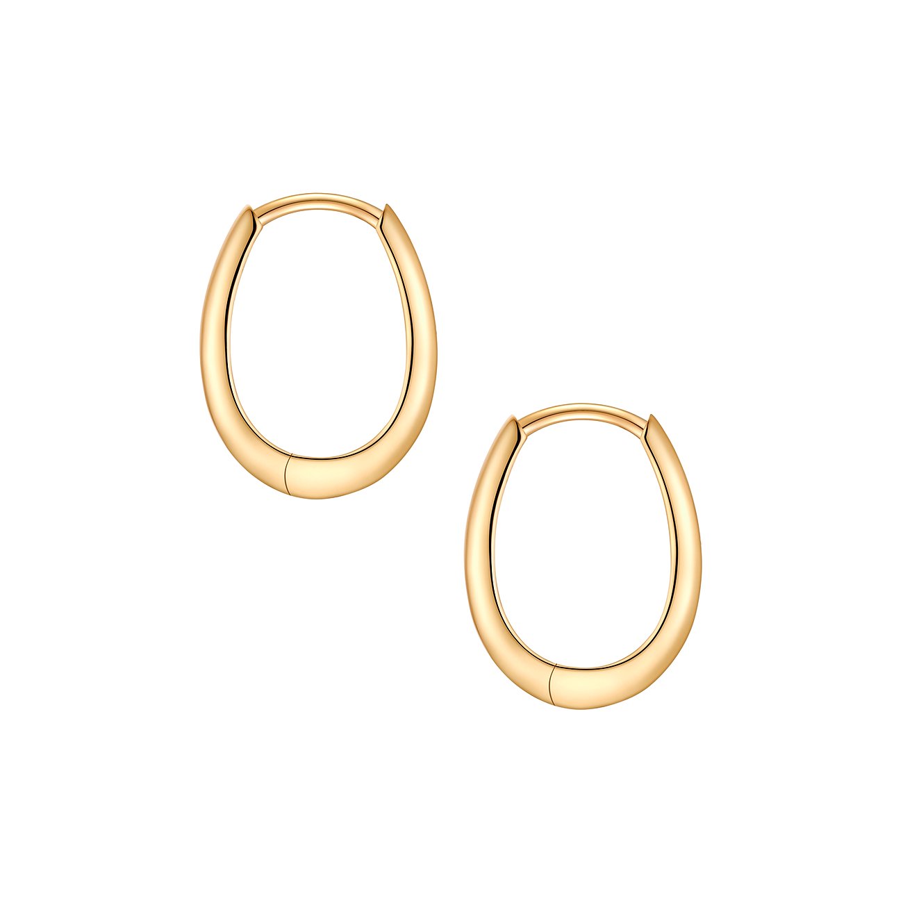 Deux créoles ovales dorées de Glanzstücke München, en argent sterling 925.