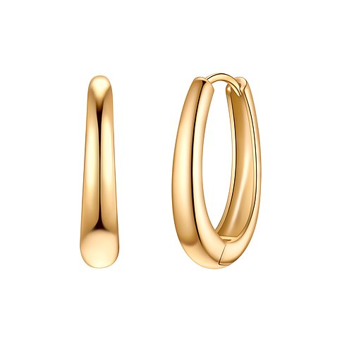 Glanzstücke München 925er Silberohrringe, gelb vergoldet, links ein Ohrring als Stift. Rechts ein offener Creole.