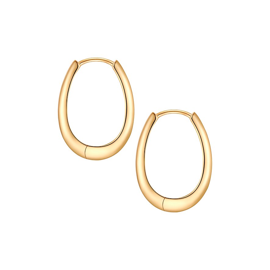 Zwei goldfarbene, ovale Creolen von Glanzstücke München aus 925er Silber.