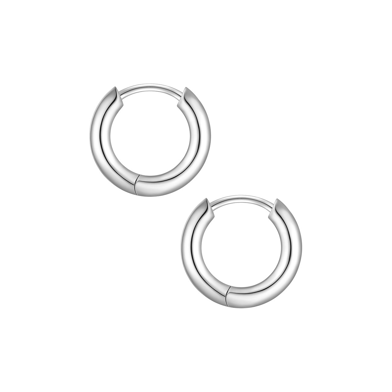 Zwei Glanzstücke München 925er Silber Creolen Ohrringe. Sie sind glänzend und schlicht im Design.