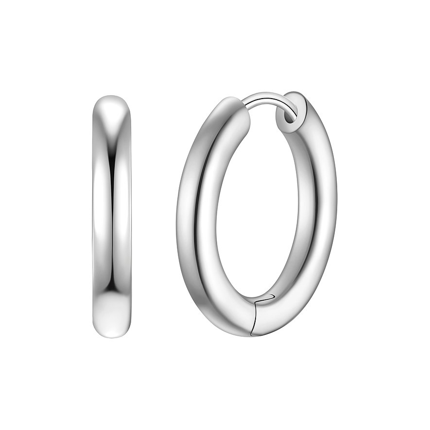 Un paio di orecchini Glanzstücke München, argento lucido, a cerchio.