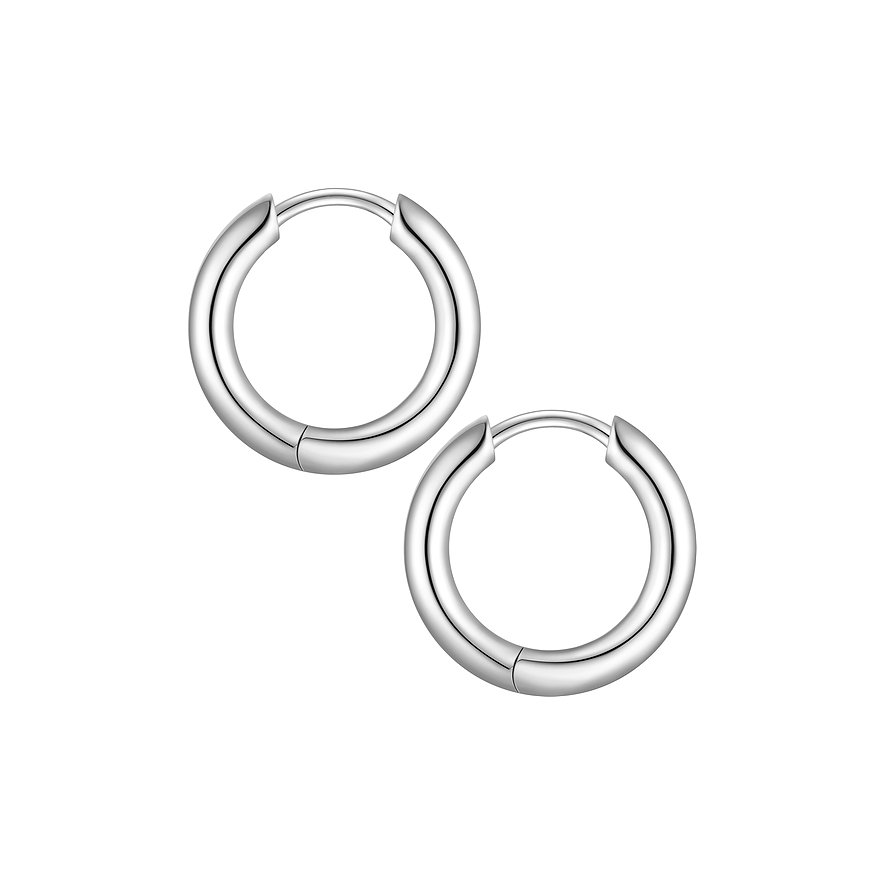 Due orecchini Glanzstücke München in argento 925 lucido, a cerchio classico e rotondo.
