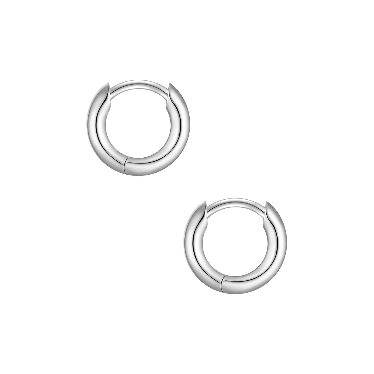 Deux boucles d'oreilles Glanzstücke München, créoles classiques brillantes en argent sterling 925 couleur argent.