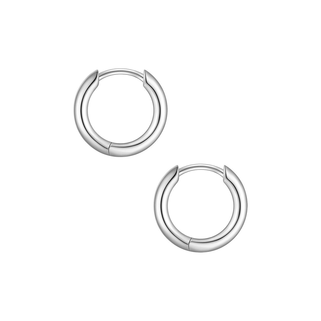 Ein Paar Glanzstücke München 925er Silber Creolen Ohrringe. Zwei minimalistische, polierte Reifenohrringe.