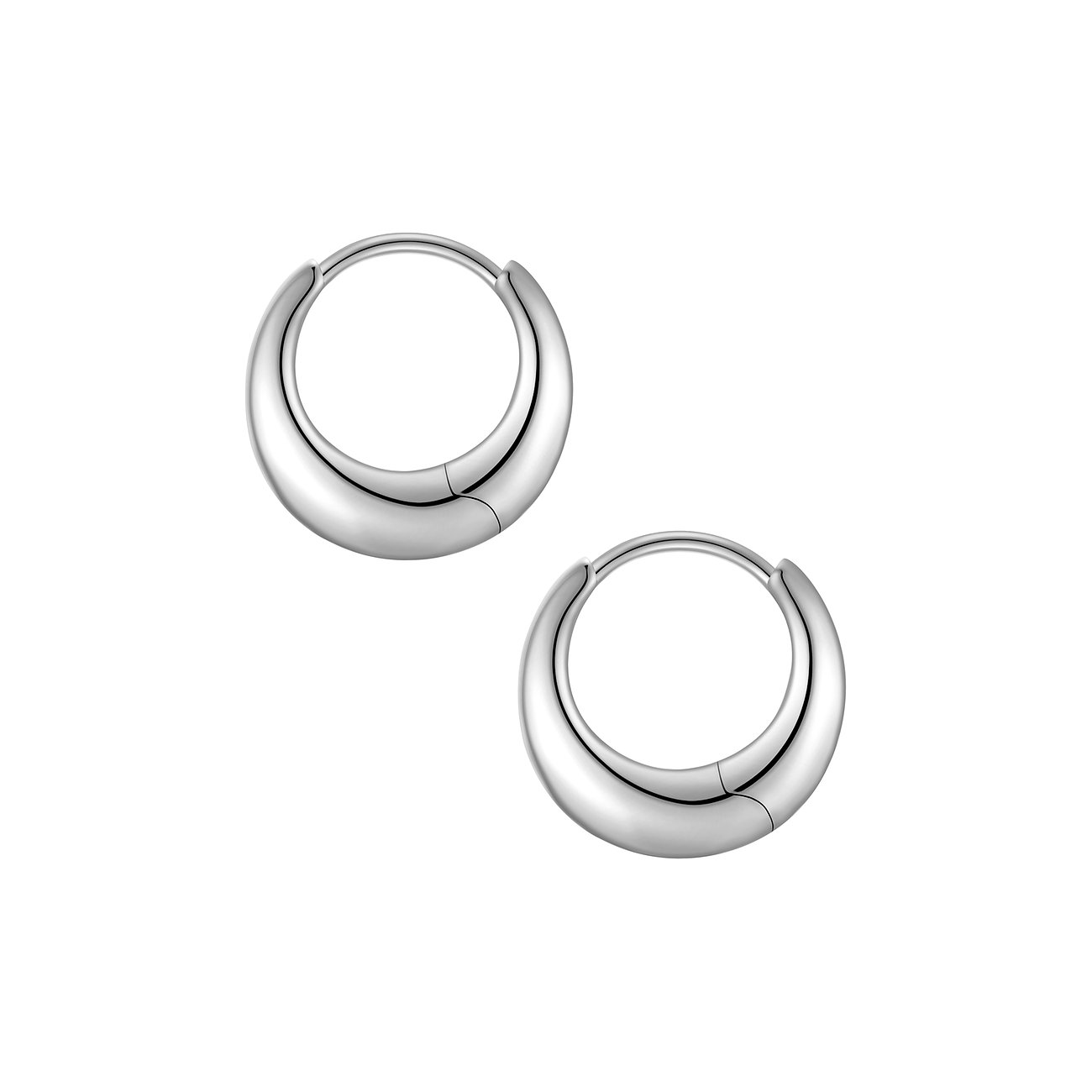 Zwei silberne Glanzstücke München Ohrringe aus 925er Silber mit dickerer Unterseite und schmalerem Bügel.