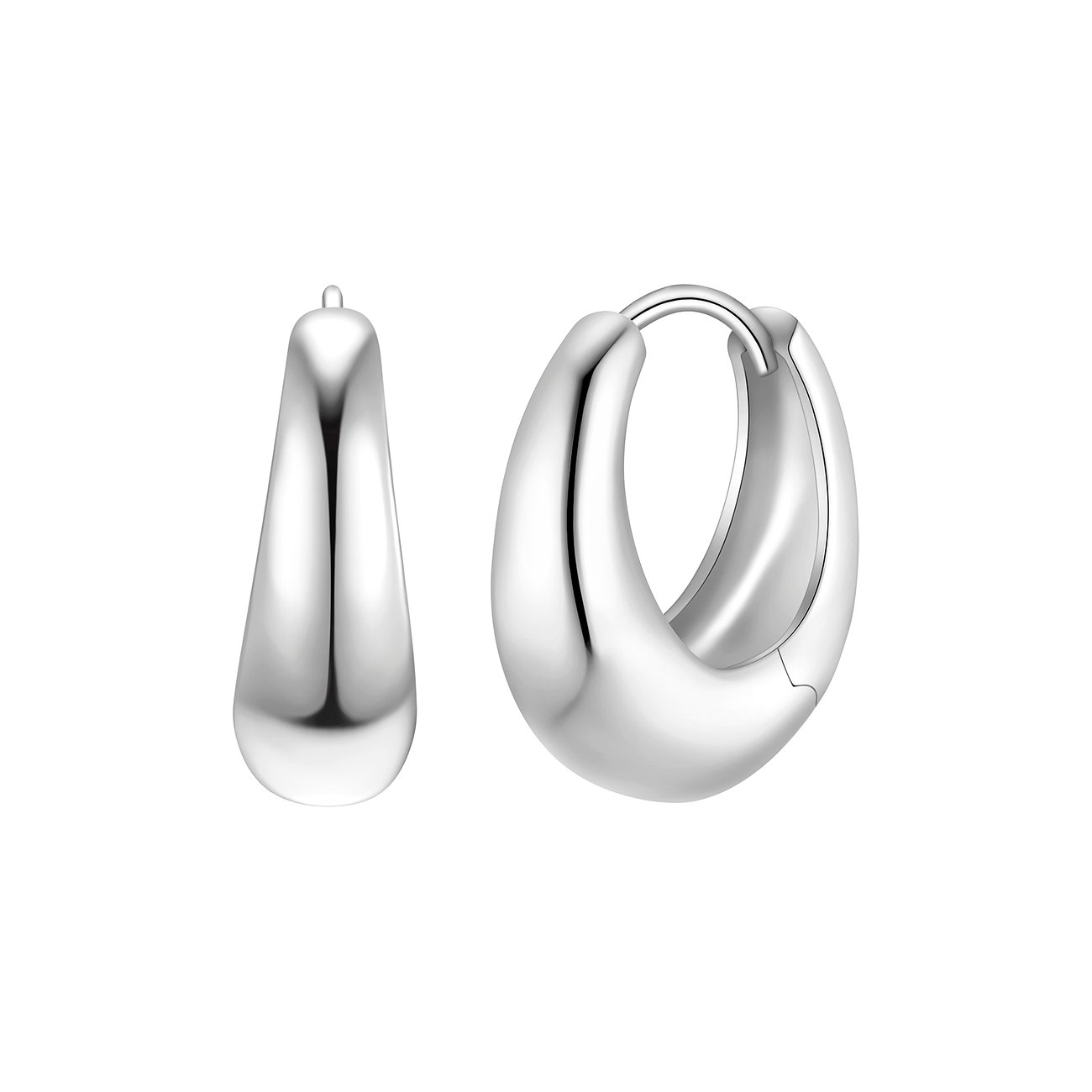Boucles d'oreilles Glanzstücke München : deux créoles allongées, en forme de goutte, en argent sterling 925 brillant.