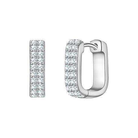 Glanzstücke München Ohrringe aus silberfarbenem 925er Silber mit zwei Reihen glitzernder Zirkonia-Farbsteine.