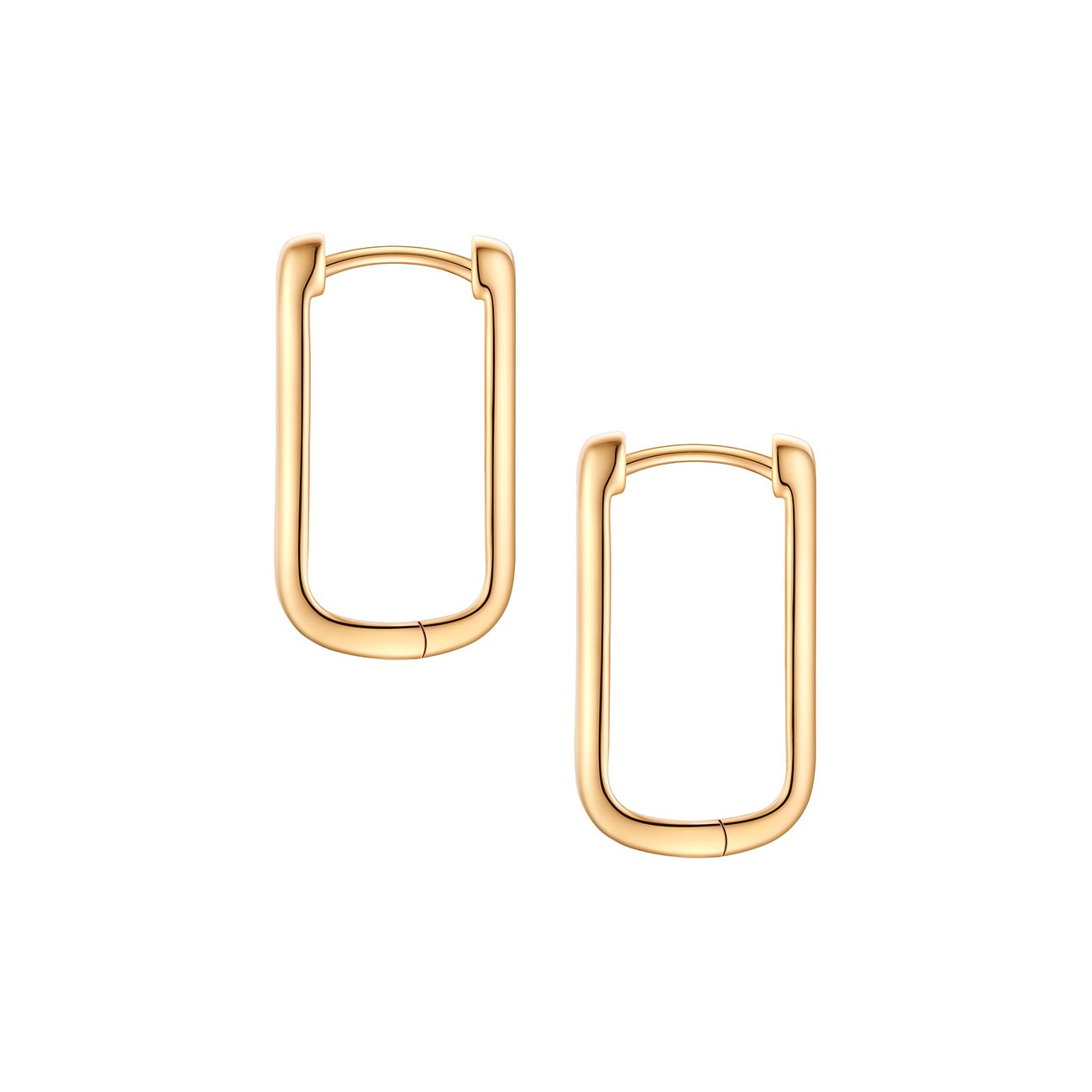 Deux boucles d'oreilles dorées, hautement polies de Glanzstücke München, en argent, de forme rectangulaire.