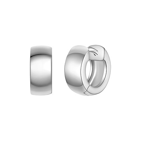 Zwei silberne Glanzstücke München 925er Silber Ohrringe in Form breiter, glänzender Creolen.