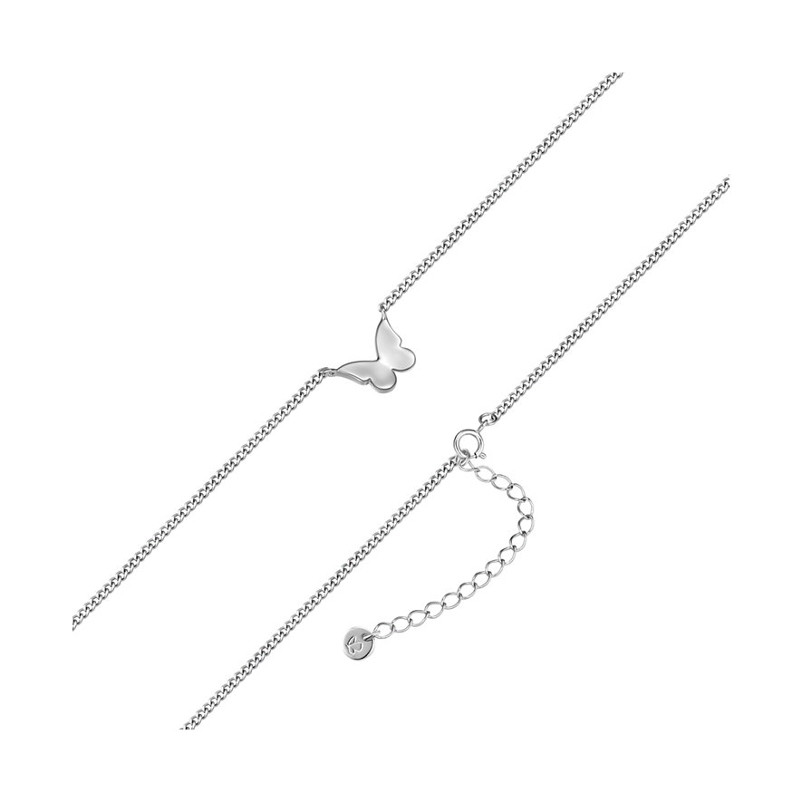 Collana Glanzstücke München in argento 925 con ciondolo a farfalla e estensione flessibile.