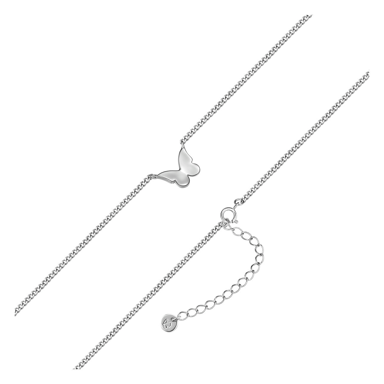 Collana Glanzstücke München in argento 925 con ciondolo a farfalla e estensione flessibile.