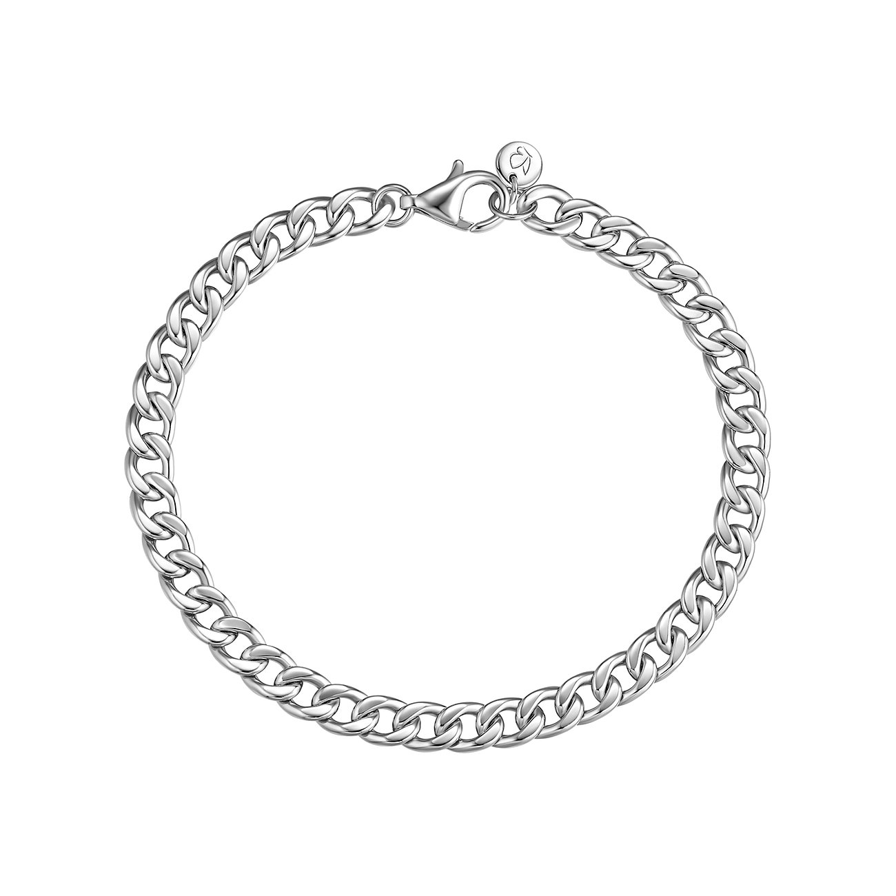 Bracciale Glanzstücke München in argento 925, design catena grumetta, aperto, chiusura centrale superiore.