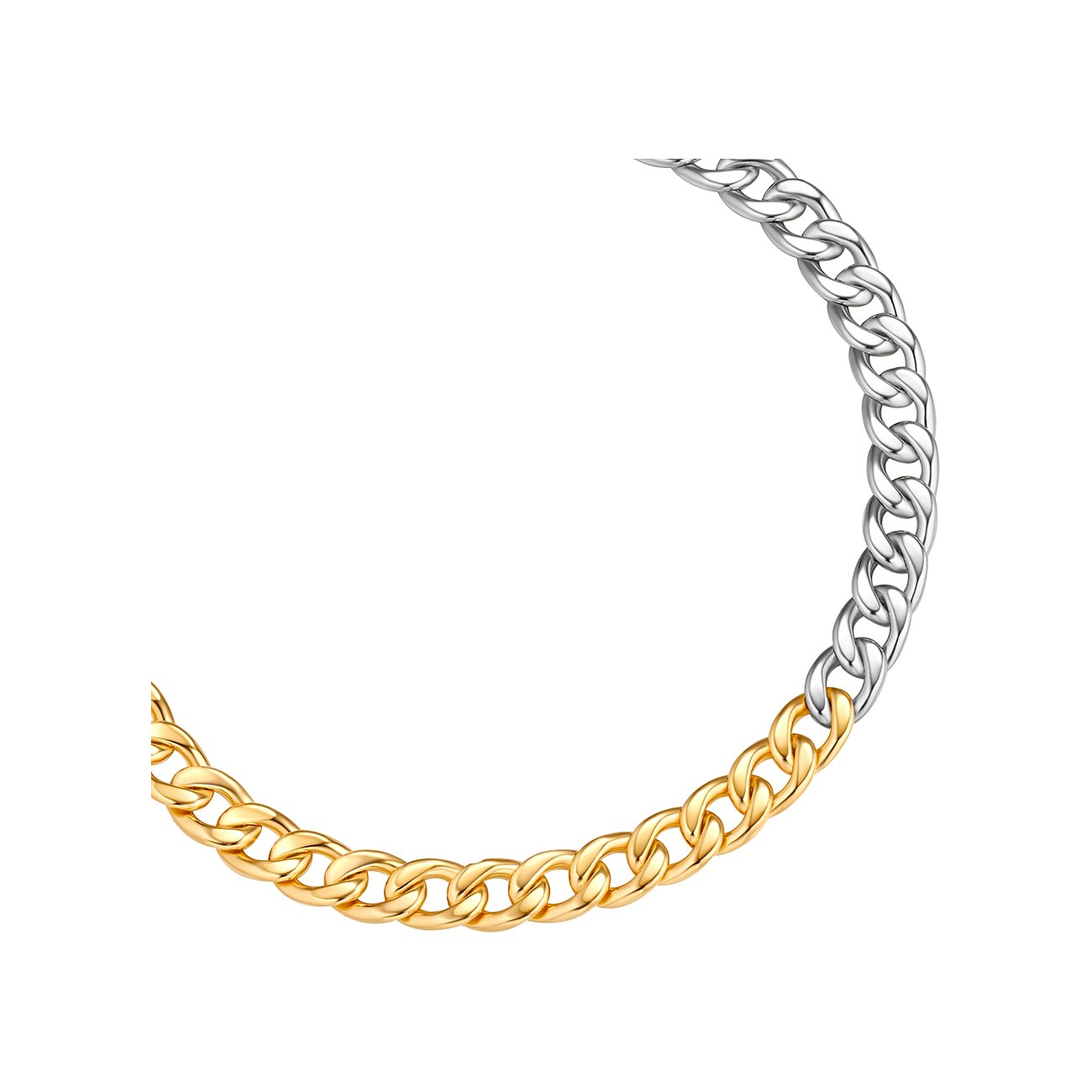 Bracelet Glanzstücke München en argent 925, mi-doré, mi-argenté, détaillé sur fond blanc.