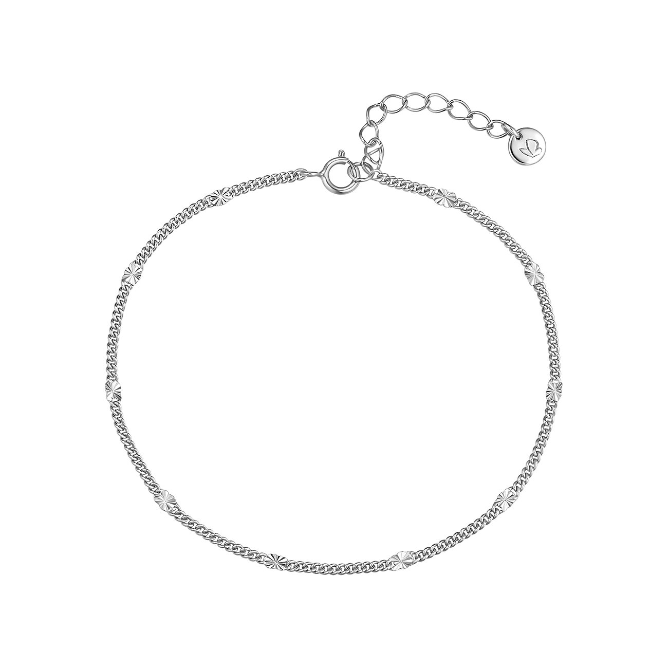 Bracciale Glanzstücke München in argento 925 con motivo a catena marina ed elementi lucidi e sfaccettati.