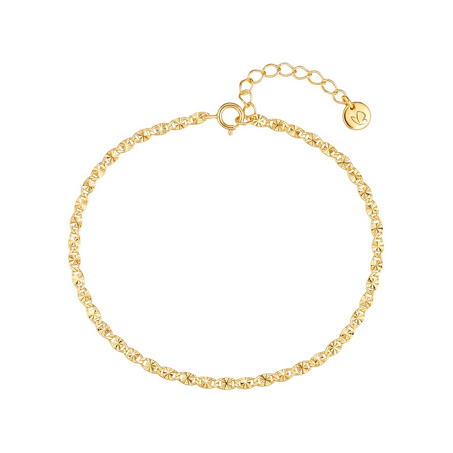 Bracelet Munich en argent 925 brillant, chaîne délicate à maillons texturés avec rallonge.