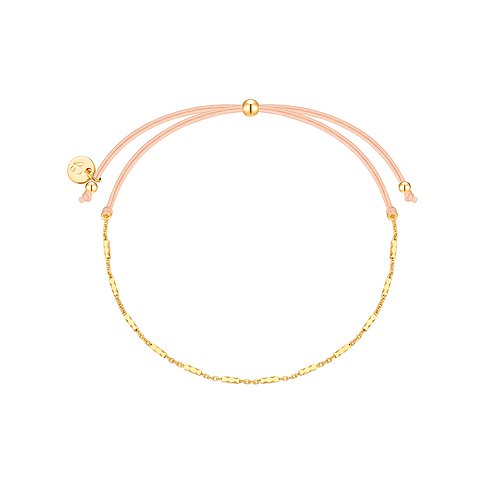 Glanzstücke München armband: verguld 925 zilver met dunne dwarsstangen aan een roze textielen band.