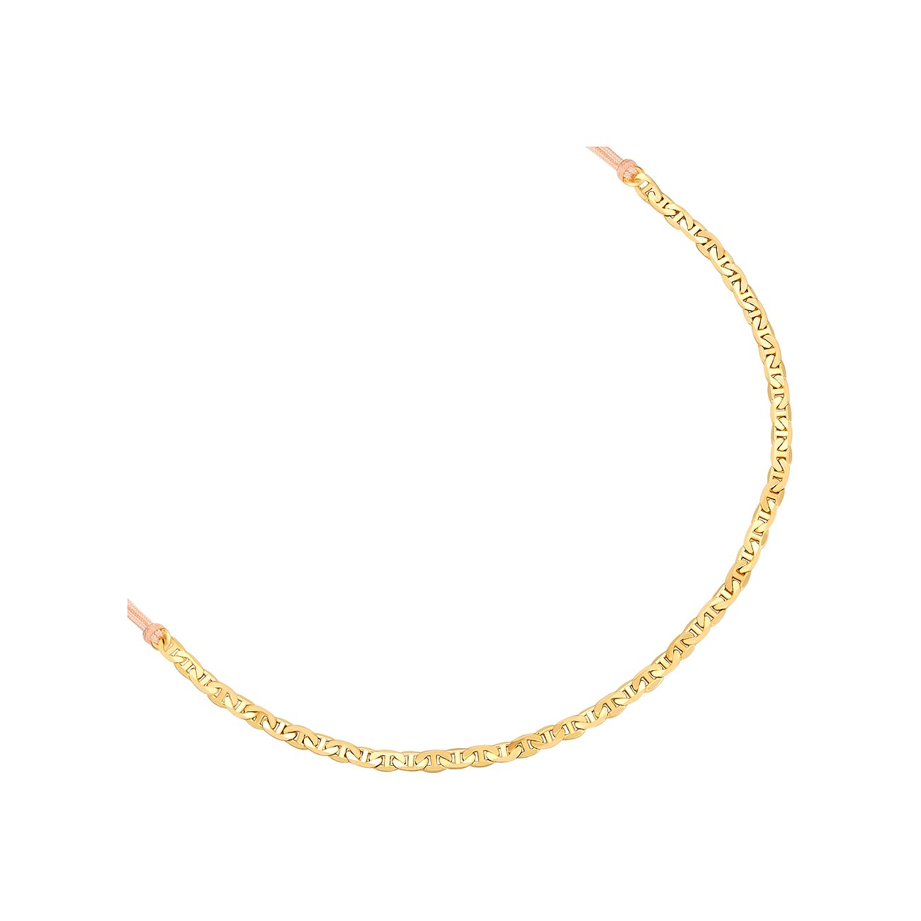 Bracciale Glanzstücke München in argento dorato. Bracciale a catena barbazzale visibile per metà su sfondo chiaro.