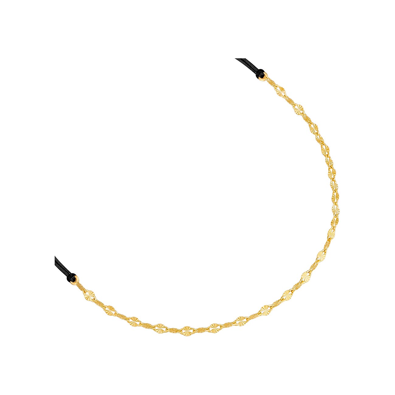 Bracciale Glanzstücke München in argento sterling 925 placcato oro con sottili cordini ad entrambe le estremità.