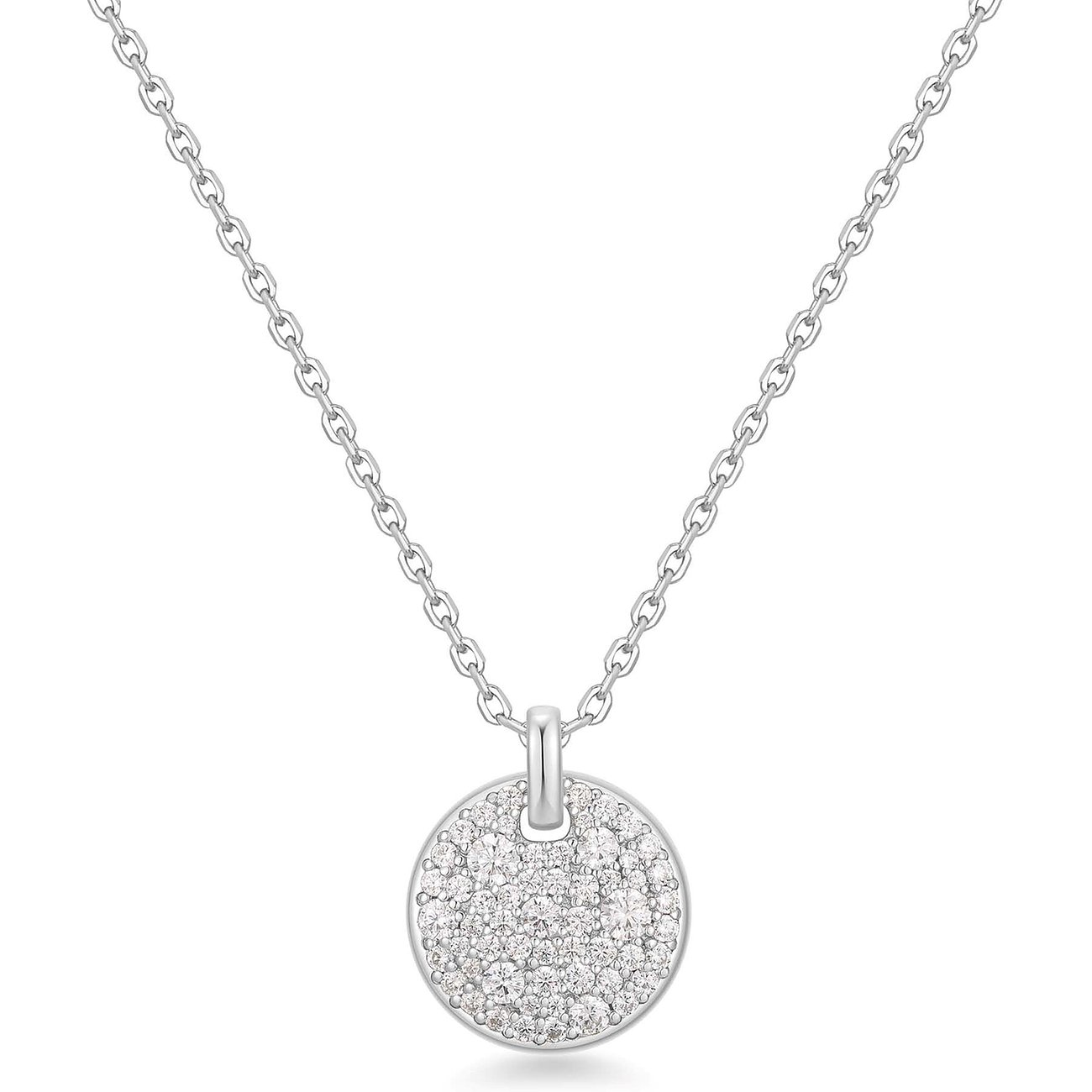 Ania Haie ketting van 925 zilver met ronde gekleurde zirkonia stenen in een cirkelvormige hanger.