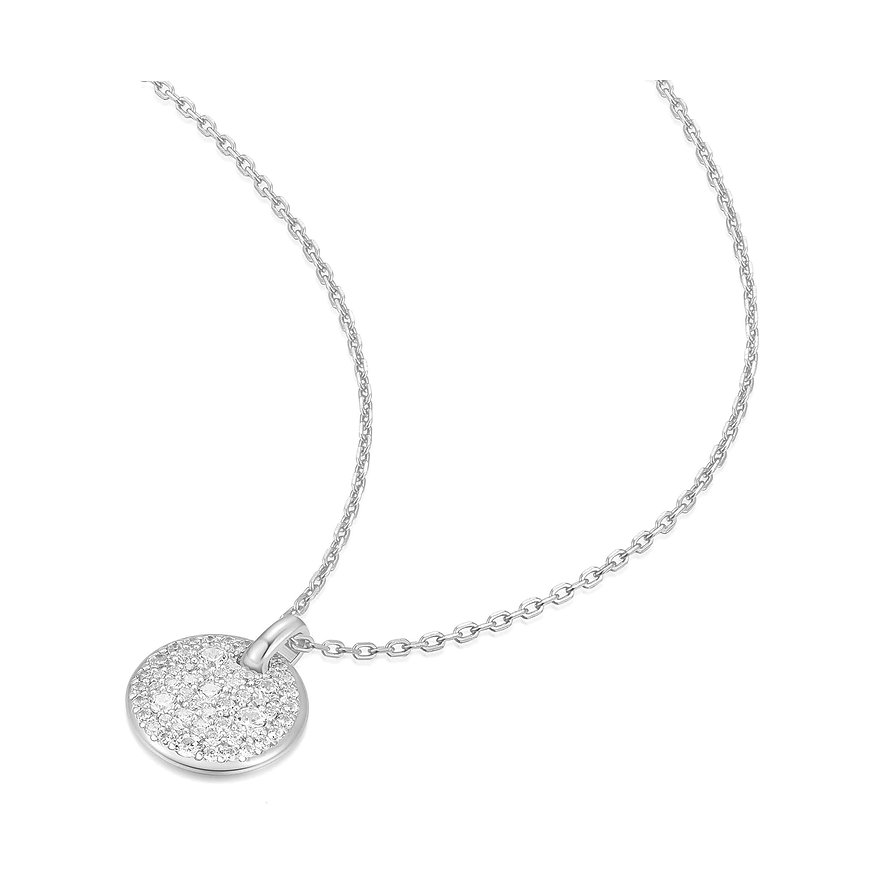 Ania Haie halsketting van 925 zilver met een ketting en een ronde hanger, bezet met zirkonia.