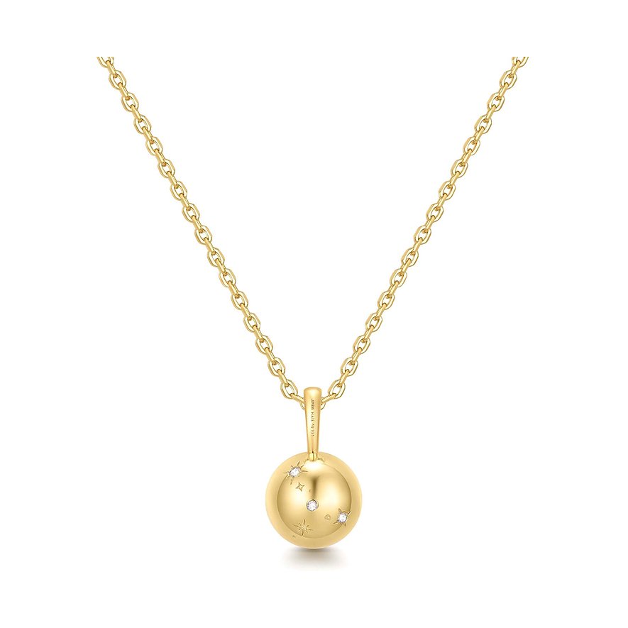 Ania Haie ketting van verguld 925 sterling zilver met bolvormige hanger, versierd met zirkonia edelstenen.