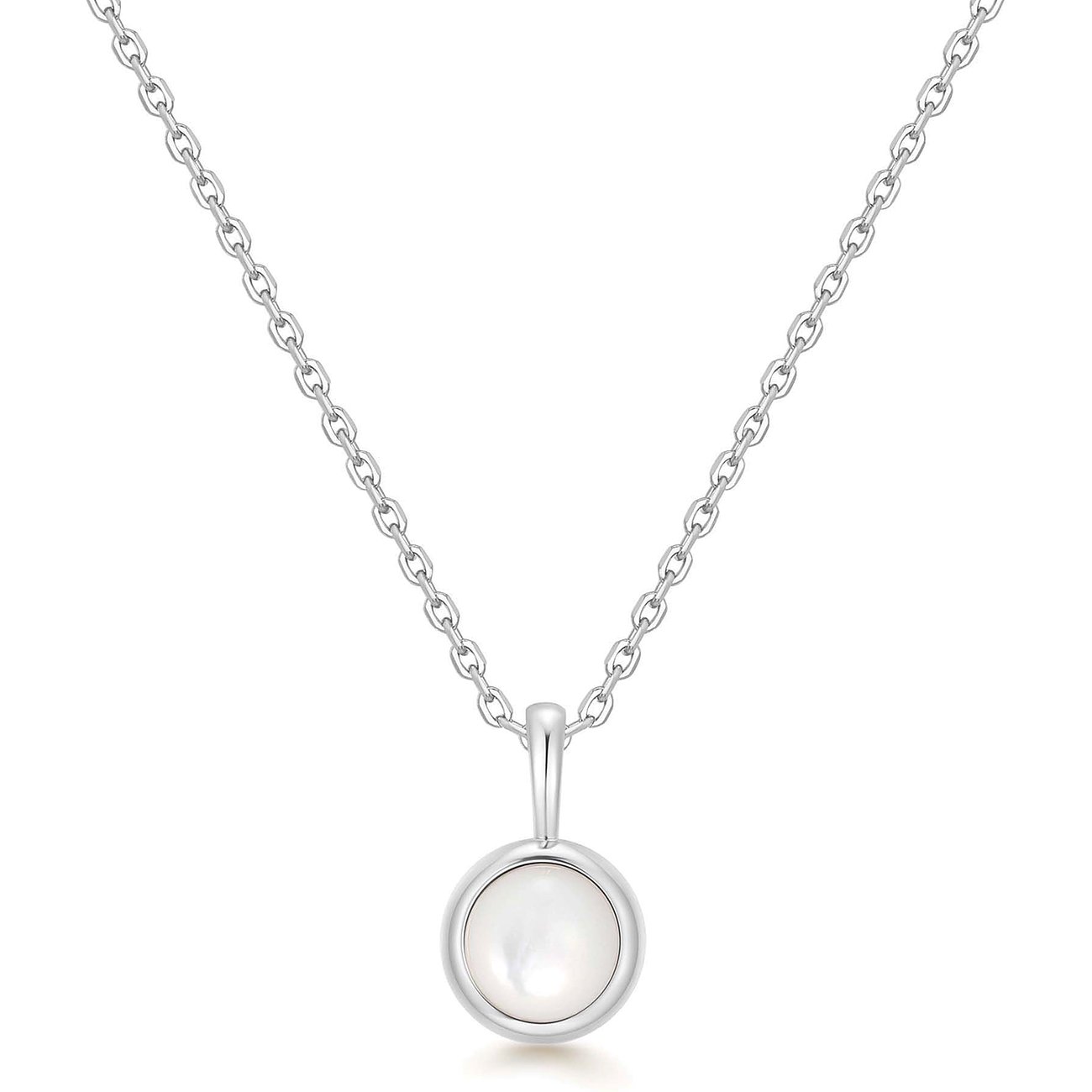 Ania Haie damesketting van 925 zilver met een ronde hanger en een witte zirkonia steen.