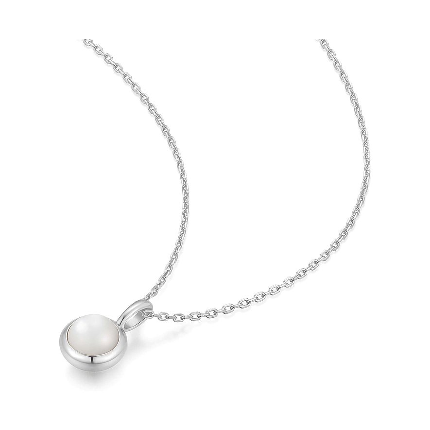 Ania Haie halsketting van 925 zilver met zirkonia steen. Een ronde, witte zirkonia is gezet in een glanzende zetting.