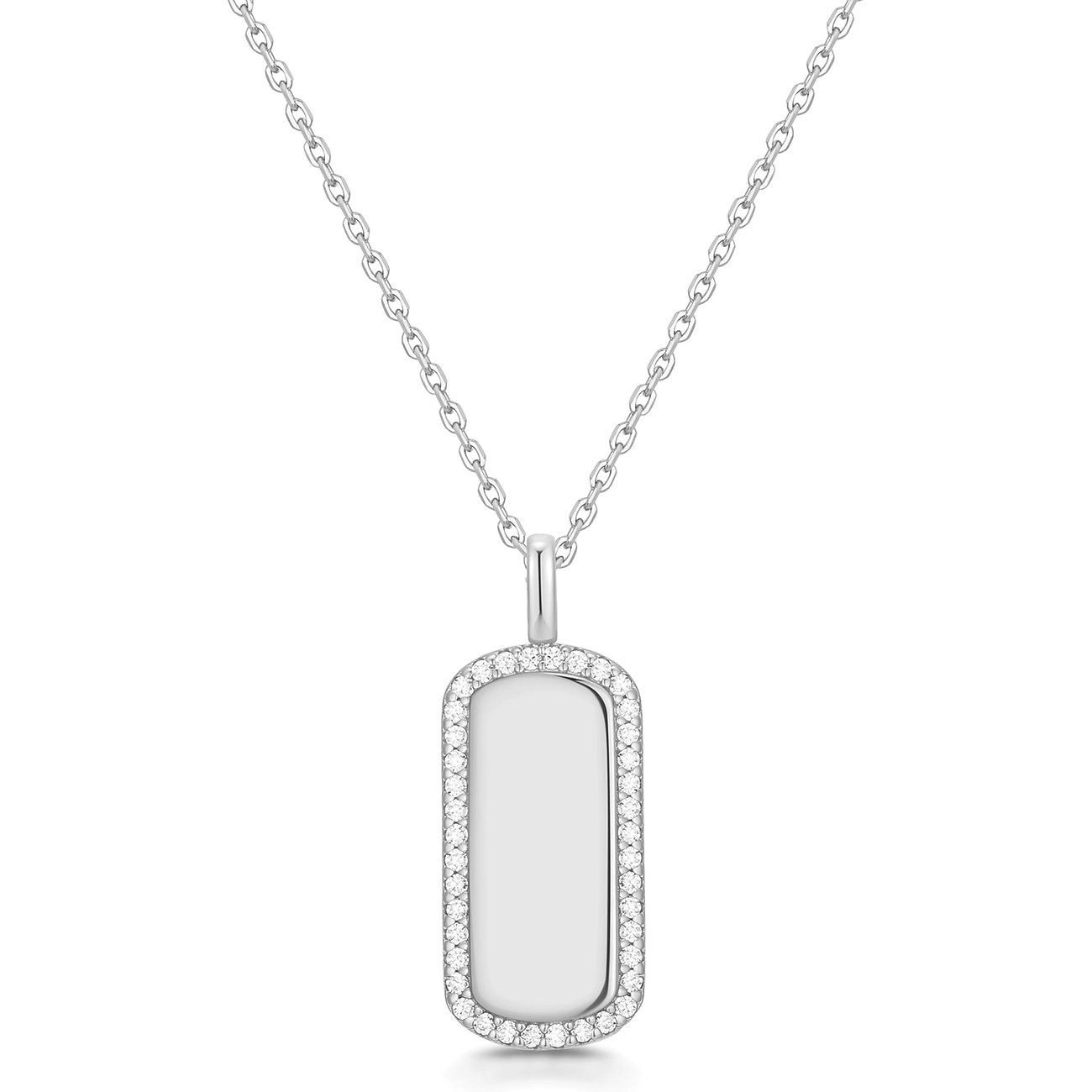 Ania Haie silverhalsband i 925 silver med rektangulärt hänge, inramat av färgglada zirkoniastenar.