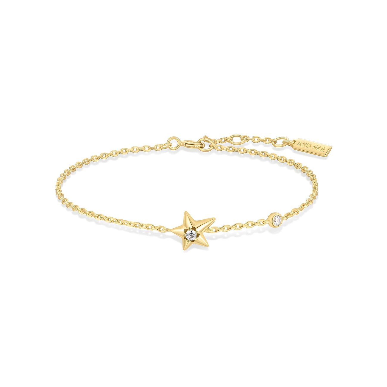 Ania Haie Armband aus vergoldetem Silber mit einer sternförmigen Verzierung und einem Zirkonia-Stein.