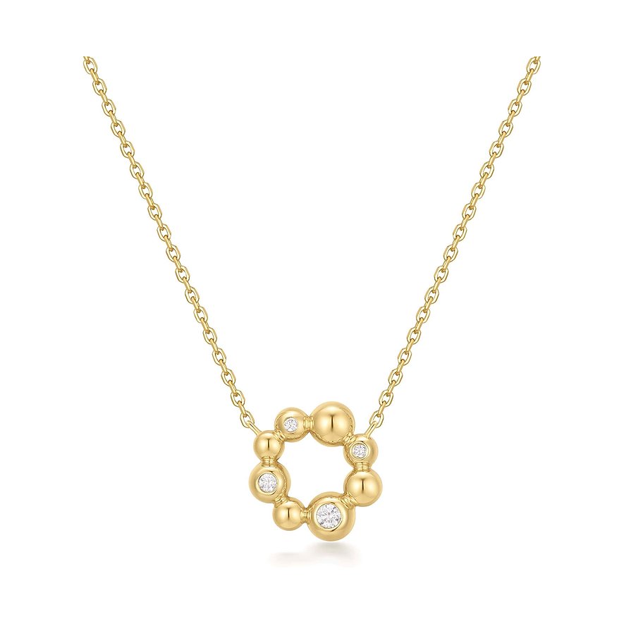 Ania Haie Halsschmuck aus goldfarbenem Silber mit runden Gliedern und Zirkonia als Farbstelle.