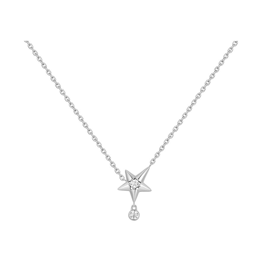 Ania Haie 925 sterling zilveren ketting met stervormige hanger, zirconia als hart en een druppel.