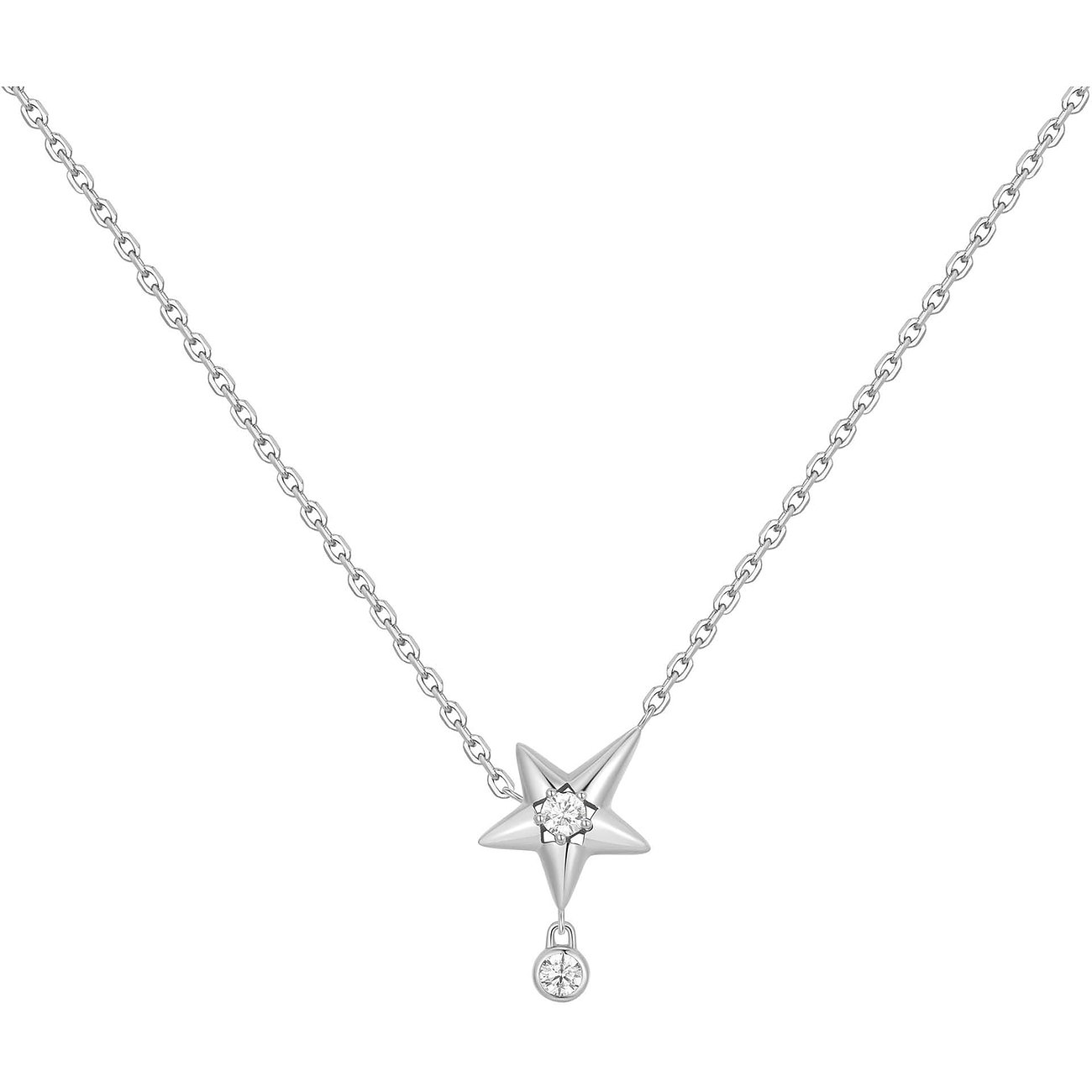 Ania Haie 925 sterling zilveren ketting met stervormige hanger, zirconia als hart en een druppel.