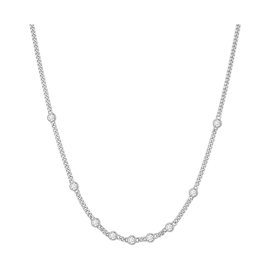 Ania Haie halsband i 925 silver med flera runda färgade zirkoniastenar, jämnt fördelade längs kedjan.