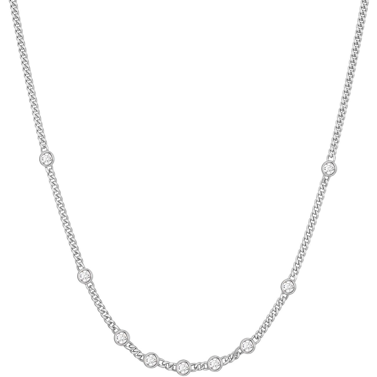 Ania Haie halsband i 925 silver med flera runda färgade zirkoniastenar, jämnt fördelade längs kedjan.