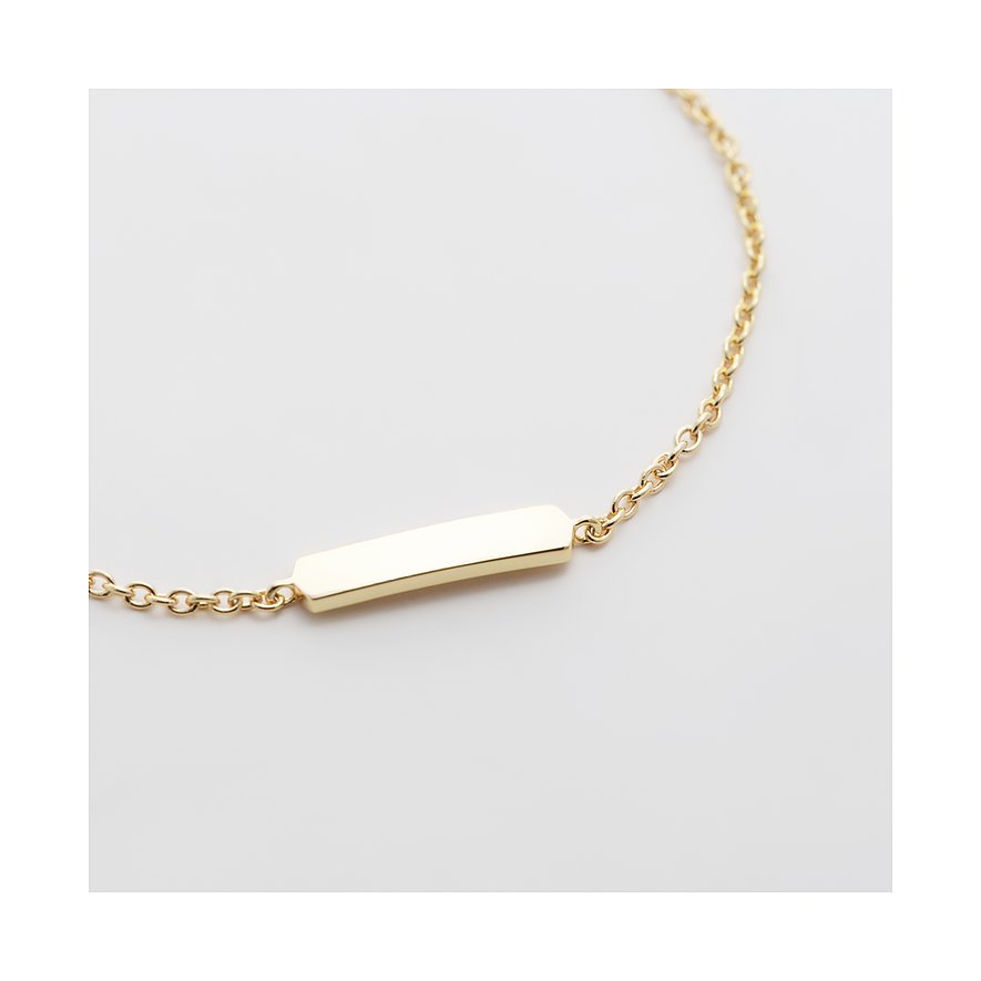 Bracelet FAVS en argent 925 avec plaquage or et une plaque d'identité rectangulaire polie.