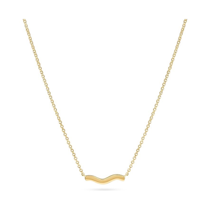 Sif Jakobs Jewellery Halsschmuck aus goldfarbenem 925er Silber mit einer gewellten, minimalistischen Bar-Konstruktion.