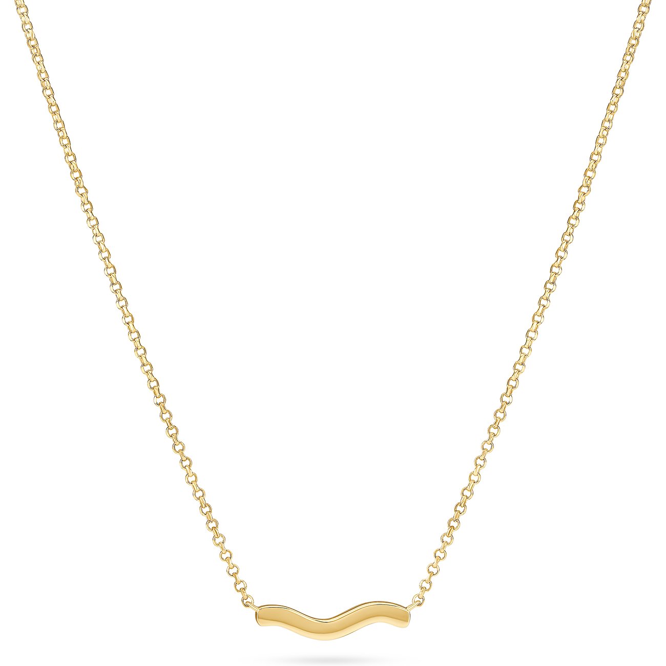 Sif Jakobs Jewellery Halsschmuck aus goldfarbenem 925er Silber mit einer gewellten, minimalistischen Bar-Konstruktion.