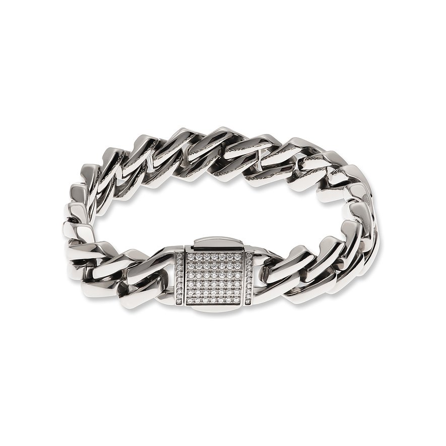 Bracelet FAVS en acier inoxydable étincelant avec oxydes de zirconium, design chaîne.