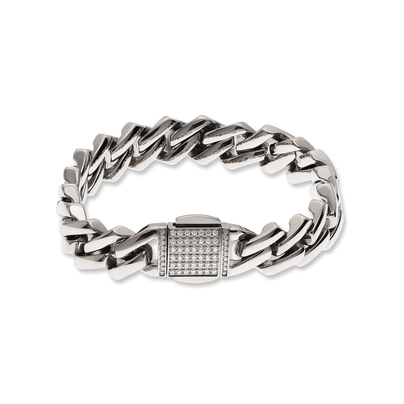 Bracelet FAVS en acier inoxydable étincelant avec oxydes de zirconium, design chaîne.