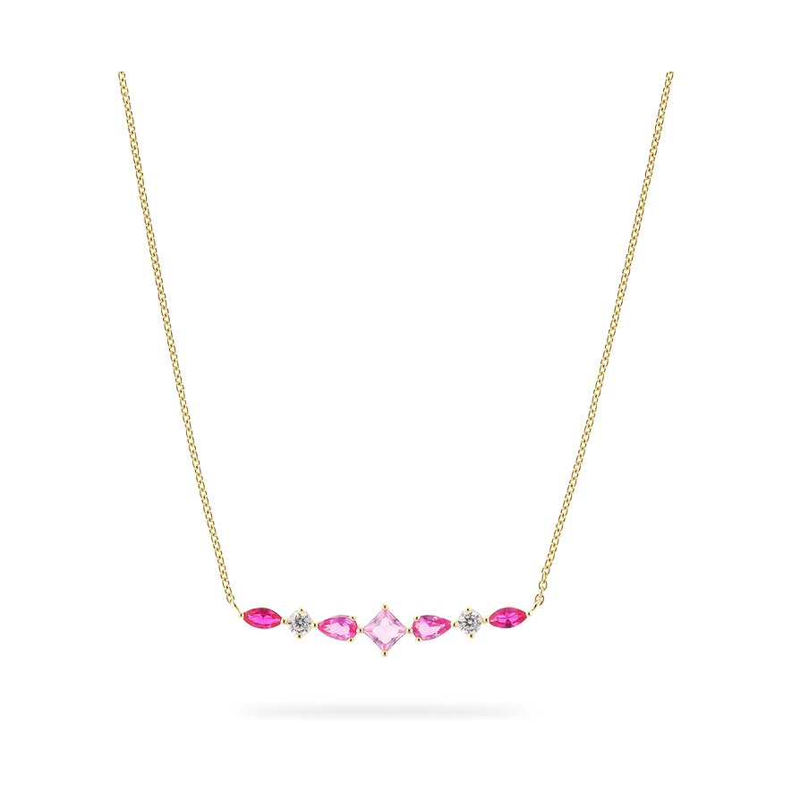 CHRIST Halskette aus recyceltem Silber mit bunten Zirkonia-Farbsteinen in verschiedenen Formen und Anordnung.