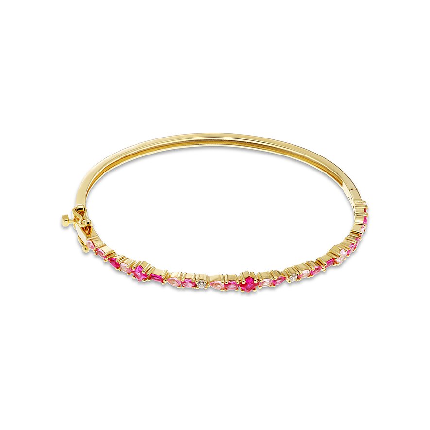 CHRIST Armreif aus recyceltem, vergoldetem 925er Silber mit pinken und einem klaren Zirkonia.