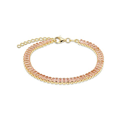 Bracciale CHRIST in argento 925 riciclato, color oro, impreziosito da zirconi rosa rettangolari.